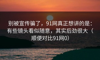 别被宣传骗了，91网真正想讲的是：有些镜头看似随意，其实后劲很大（顺便对比91网0）